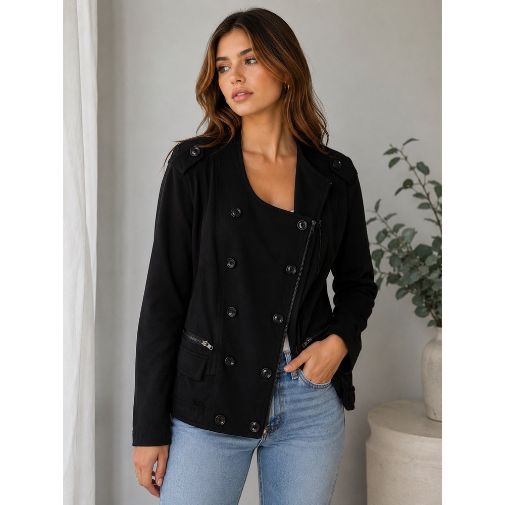 INC International Concepts Women's Black Asymmetrical Moto Jacket Size XL